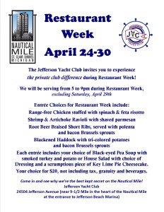 Jefferson Yacht Club Menu