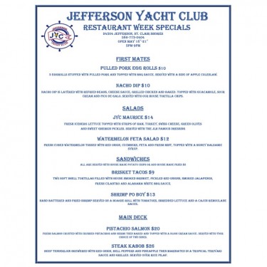 Nautical Mile Restaurant Week - Jefferson Yacht Club